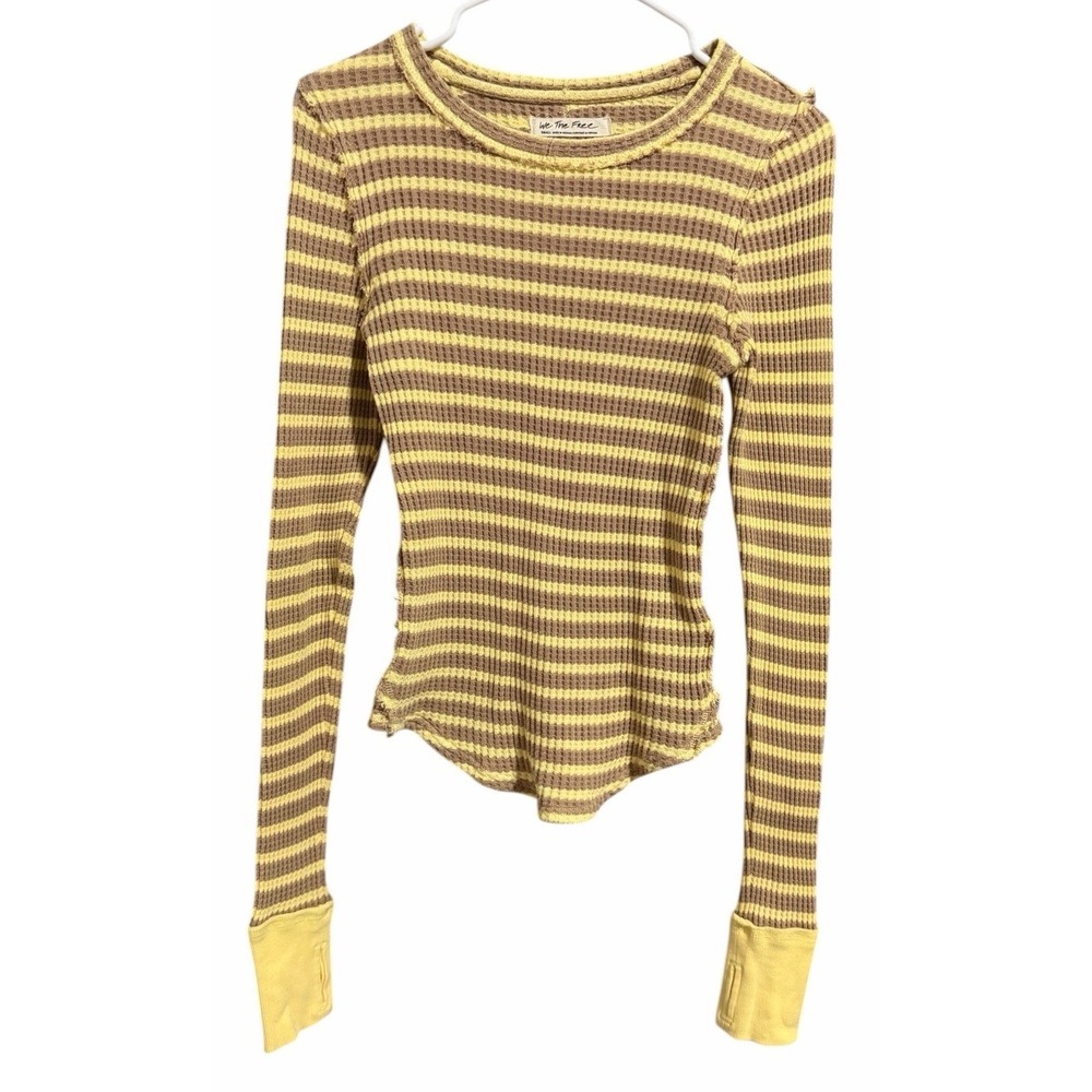 We The Free Pretty Little Thermal Oat Combo-Elise Stripe Women's Size Small‎
